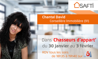 Chantal David, conseillère immobilière SAFTI, dans l'émission Chasseurs d'Appart