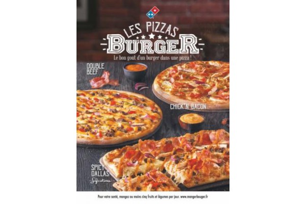 Trois nouvelles recettes de pizzas burgers chez la franchise Domino's Pizza
