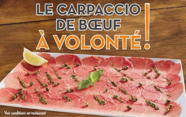 Du carpaccio à volonté dans tous les restaurants Tablapizza