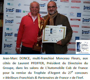 Jean-Marc Donce, multi-franchisé Monceau Fleurs, lauréat du Trophée d’Argent