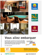 La franchise Choice Hotels fait sa pub dans les aéroports français et dans 2 magazines