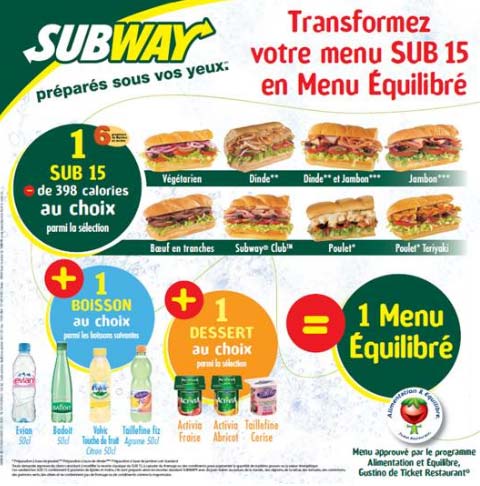 La franchise SUBWAY lance ses menus équilibrés en partenariat avec Danone